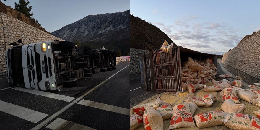 Demirkapı’nda yem yüklü tır devrildi: 2 yaralı