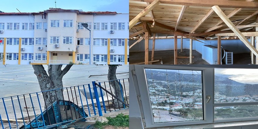 Kaş’ta Fırtına Geceyi Kâbusa Çevirdi: Okulun Çatısı Uçtu