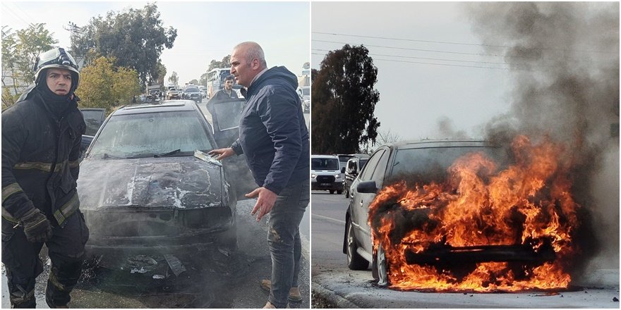 Manavgat’ta Yeni Alınan Araç Alev Alev Yandı