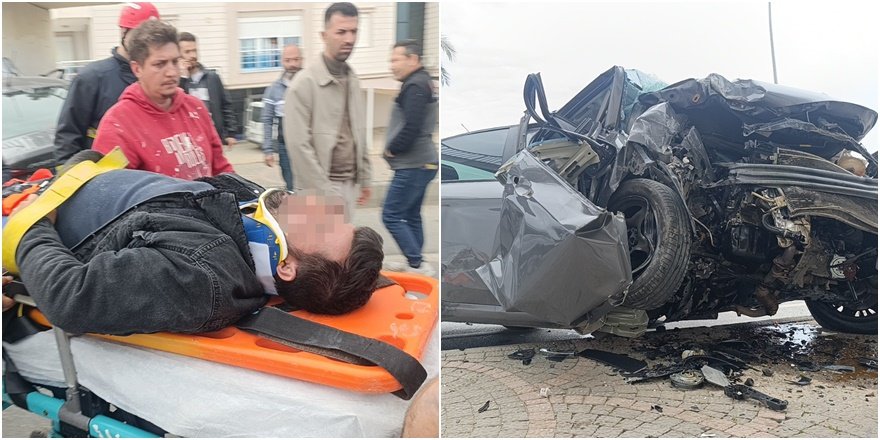 Manavgat’ta feci kaza: Araç üst geçide çarptı