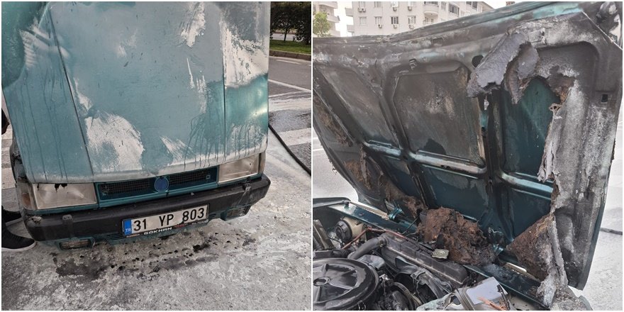 Alanya’da seyir halindeki araç alev alev yandı