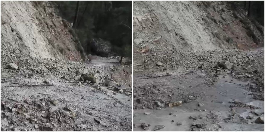 Kumluca’da Heyelan Yolu Kapattı