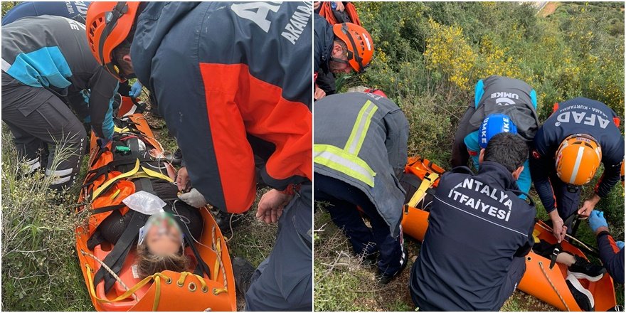 Kayalıklardan Düşen Kadını Ekipler Kurtardı