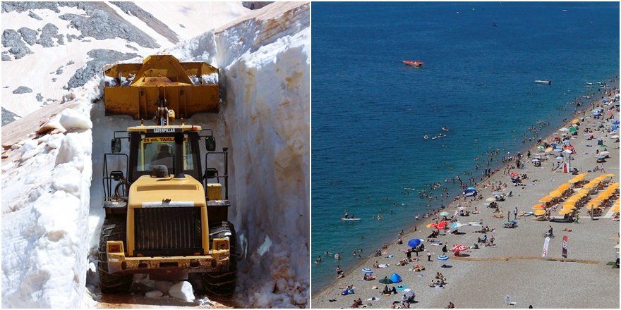 Antalya’da Aynı Gün Kar da Var Deniz de