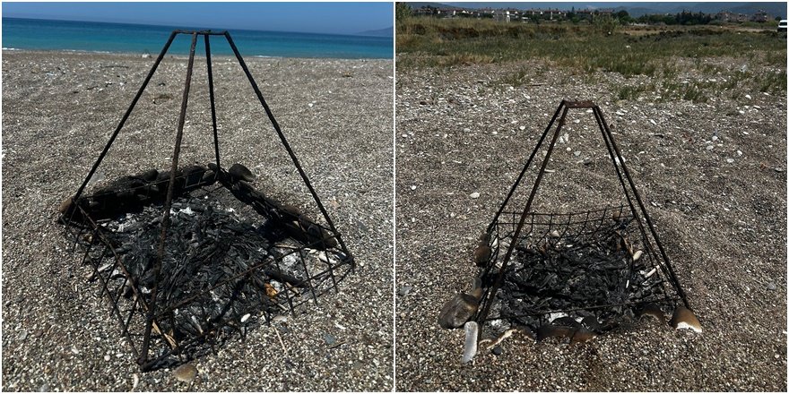 Caretta yuvalarının üstünde mangal ateşi yakıldı
