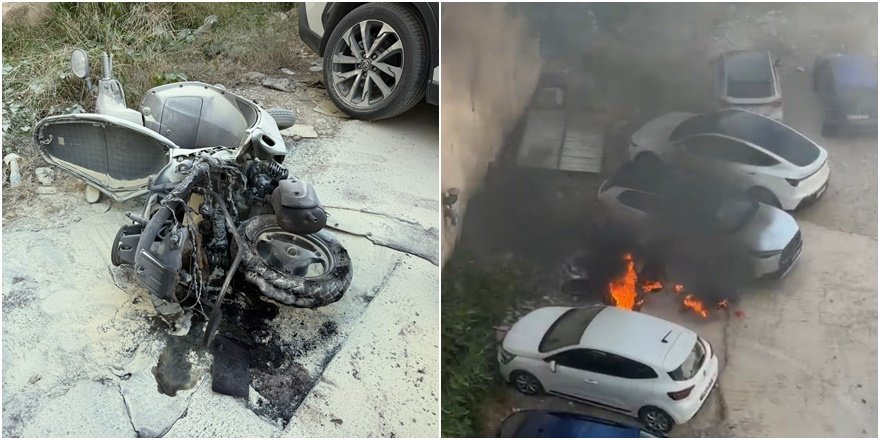 Serik'te alev alan motosikleti canı pahasına uzaklaştırdı