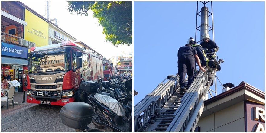 Alanya’da restoran bacasından yükselen duman paniğe neden oldu