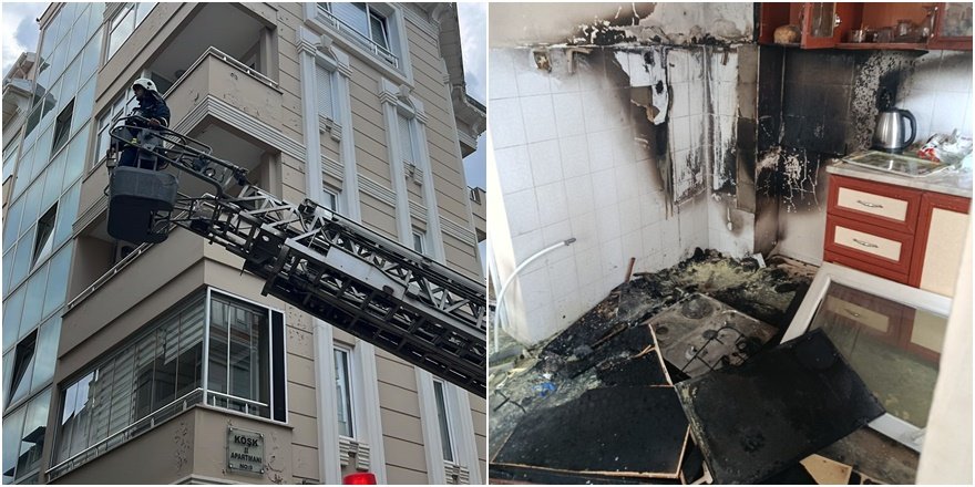 Alanya’da apartman dairesinde mutfak yangını paniği