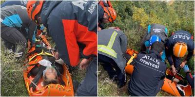 Kayalıklardan Düşen Kadını Ekipler Kurtardı